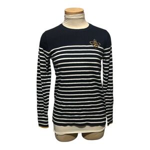 Joules Navy and White Striped Sweater with Embroidered Bee Size 2